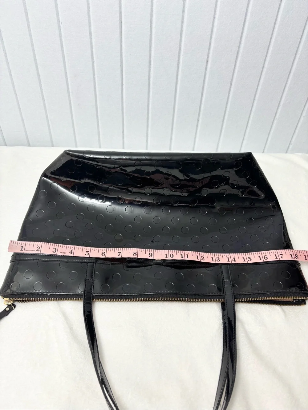 Kate Spade Patent Leather Black Polka Dot Large Tote‎